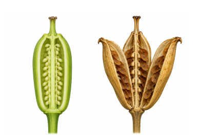 De l'ovaire au fruit - Fruit d'une Liliacée (stades jeune et âgé)